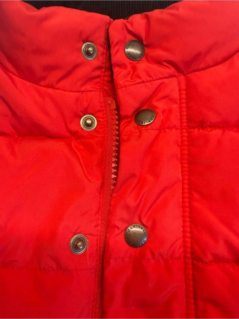 Baby Gap Red Puffer Vest 3T Plaid Lined Zip & Snap Front Toddler Boys